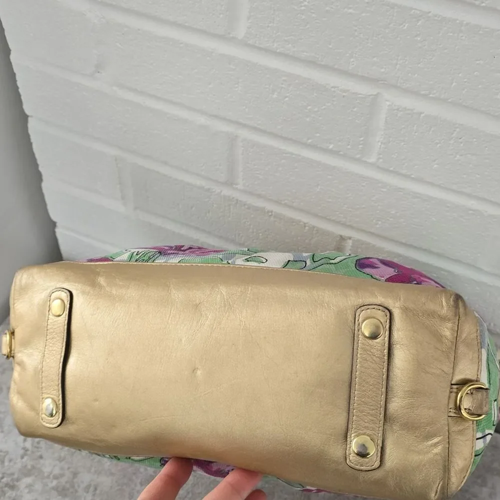 Coach F16177 Sabrina Floral Satchel Bag Gold Hardware Detachable Strap